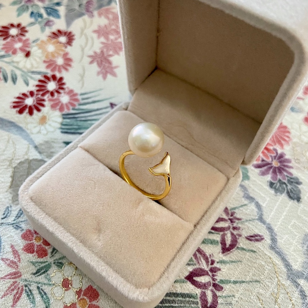 10.5mm freshwater pearl mermaid open ring